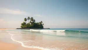 Tropical paradise island beach with palm trees and clear water