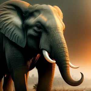 Majestic tusker elephant in South African national park.