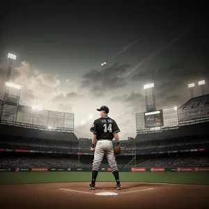 Night baseball game at the stadium