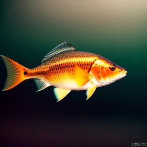 Golden Finned Snapper Swimming in Aquarium