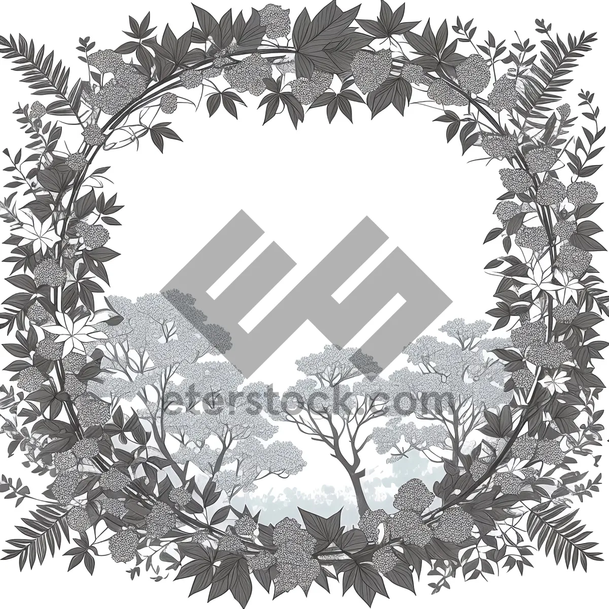 Picture of Vintage Floral Border Design: Retro Holly Ornament