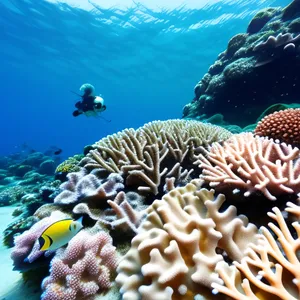 Deep Blue Tropical Coral Reef Dive