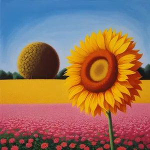 Bright Sunflower Blooming in Vibrant Yellow Field