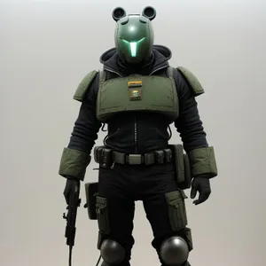 Silhouetted Soldier in Bulletproof Armor