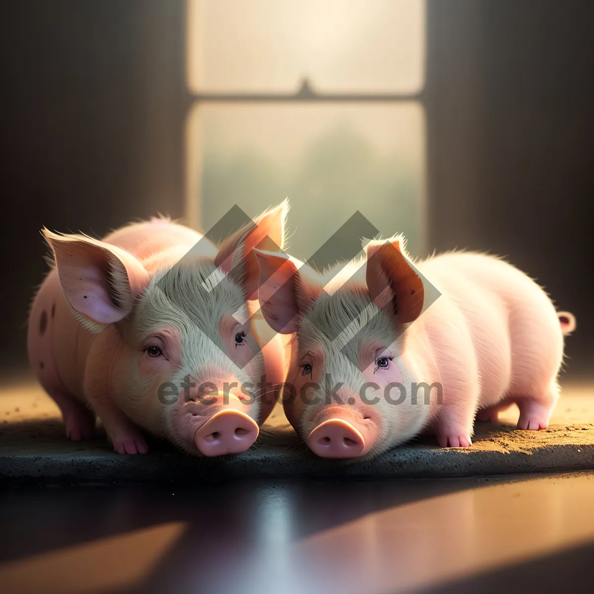 Picture of Pink Piggy Bank Saving Money on Farm