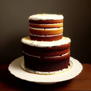 Delicious chocolate cake with cream frosting and sugar sprinkles.