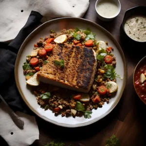 Fresh and Tasty Grilled Beef Steak with Salad