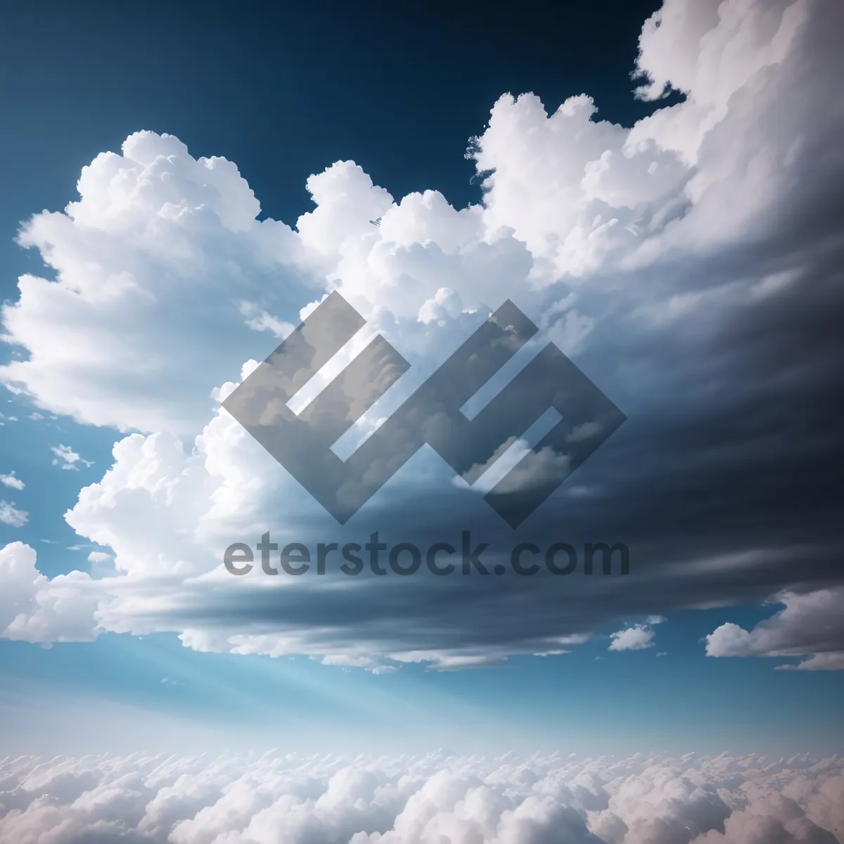 Picture of Vibrant Summer Sky with Fluffy Clouds