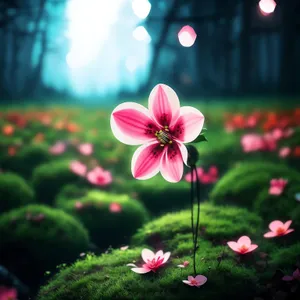 Pink Geranium Blossoming in a Floral Garden