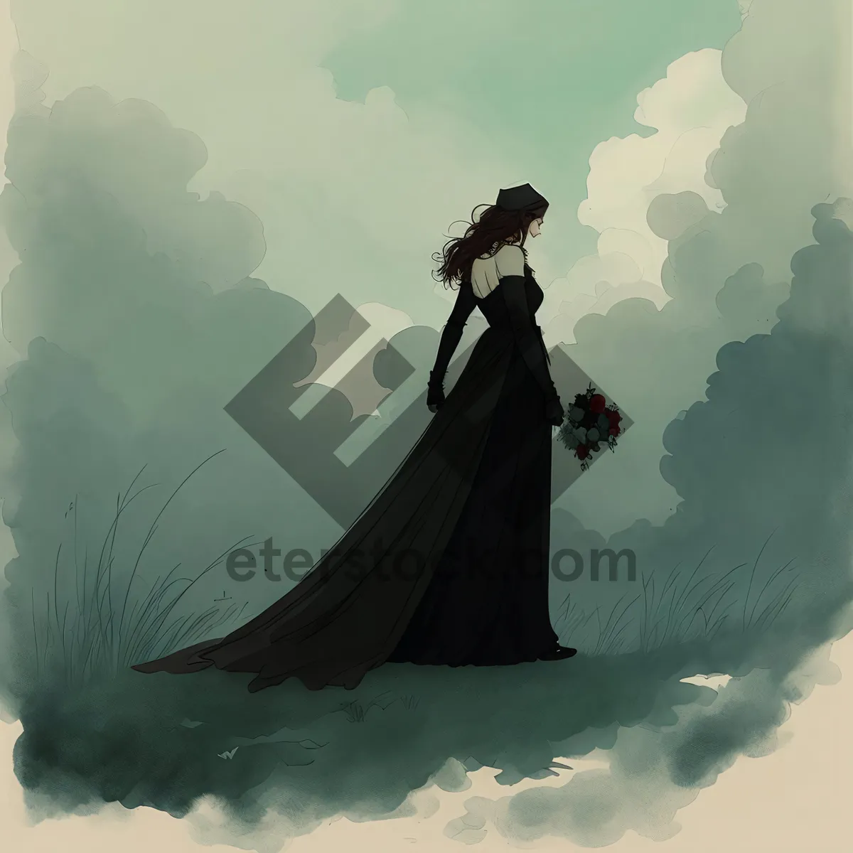 Picture of Eternal Love: Silhouette of Bride and Groom