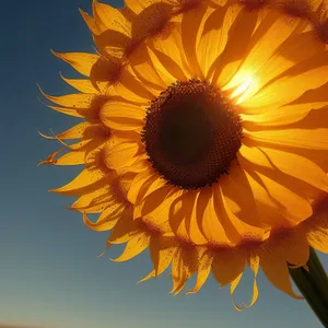 Bright Sunflower Blooming in Colorful Garden