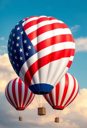 Colorful hot air balloon flying in the sky