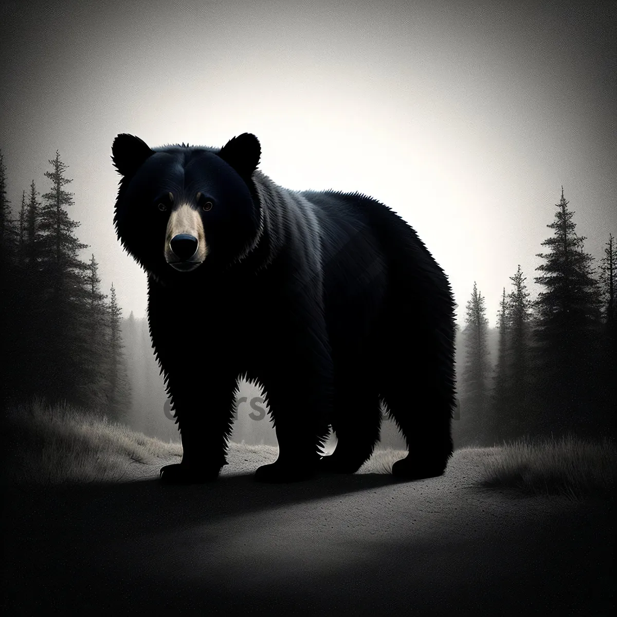 Picture of Majestic Black Bear Amidst Wildlife