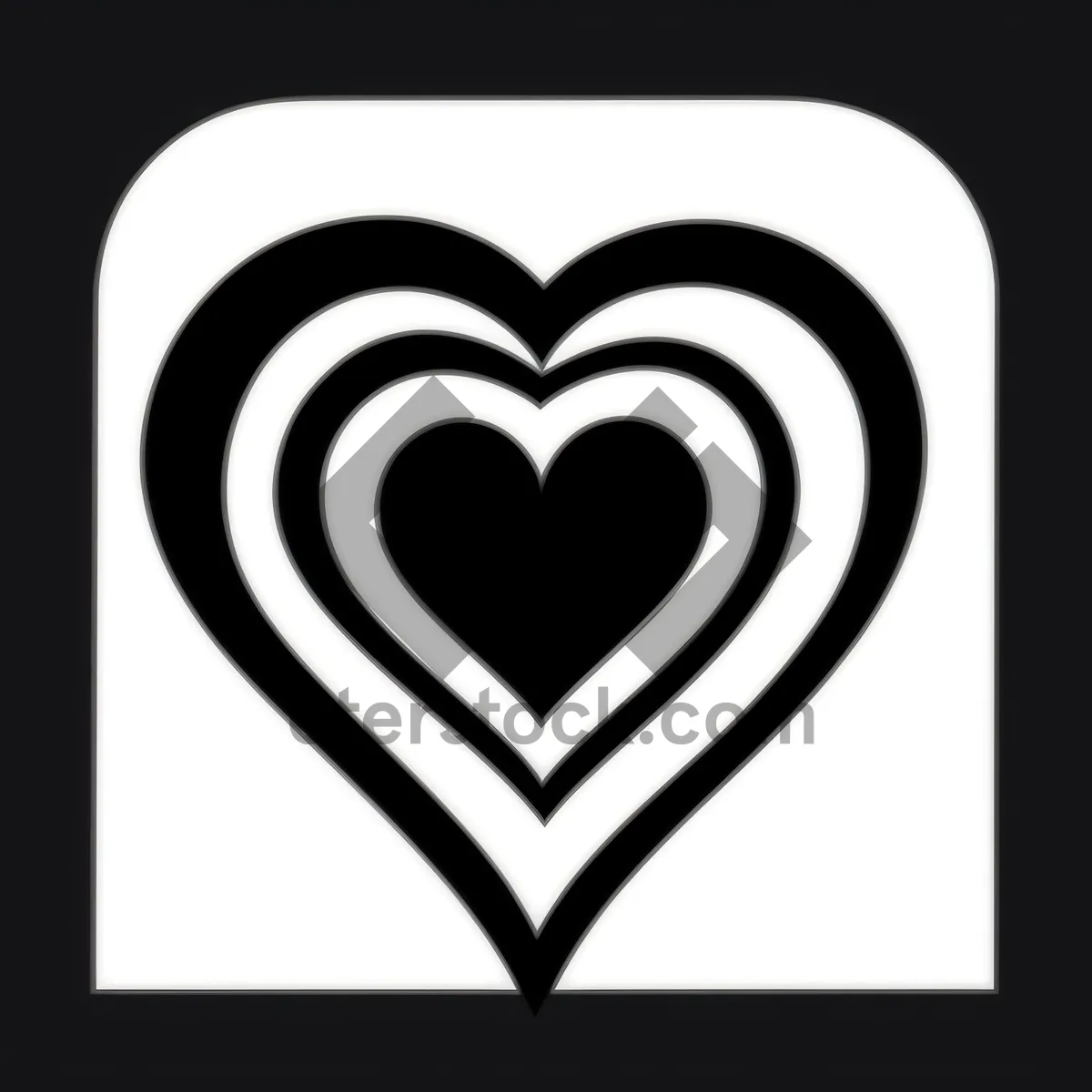 Picture of Black Heraldry Icon with Heart Silhouette - Graphic Design Art