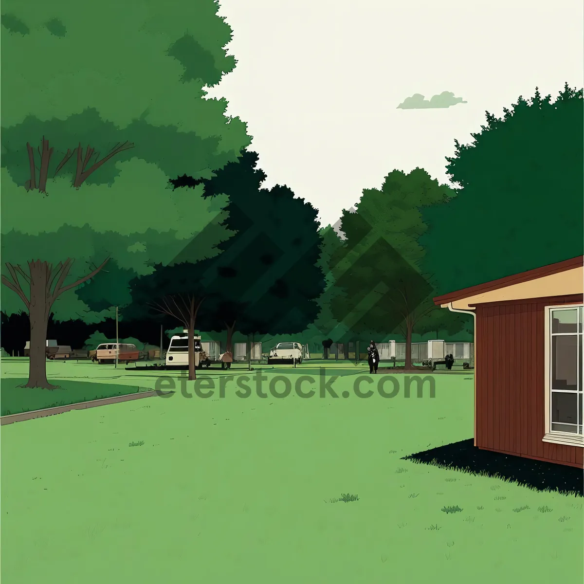 Picture of Serene Beachside Retreat: Tranquil Waterside Boathouse amidst Lush Summer Landscape