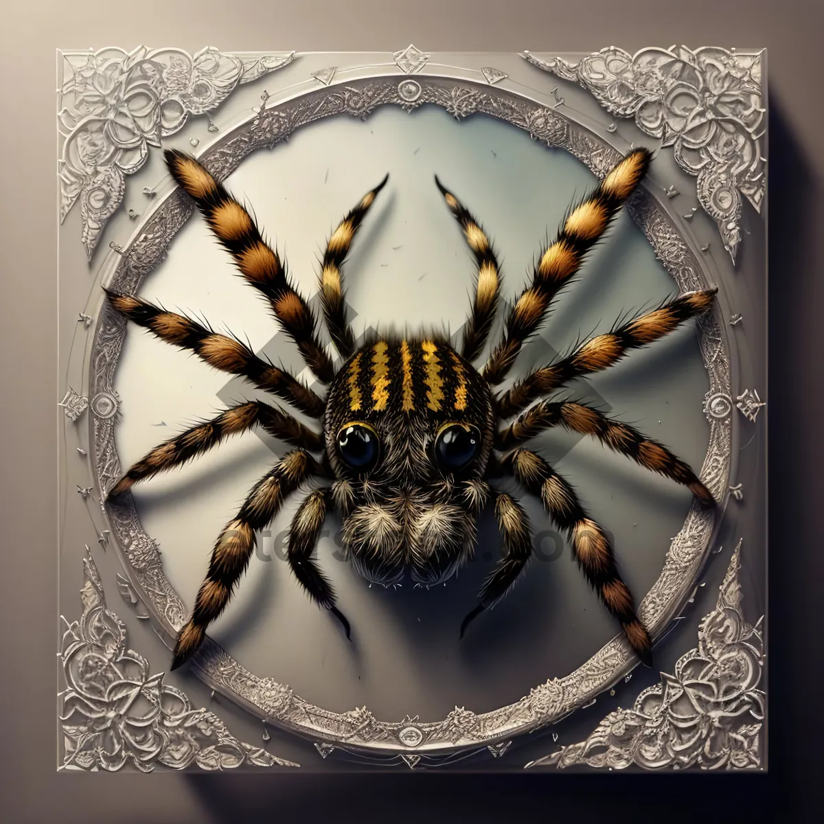 Picture of Black and Gold Garden Spider: Intricate Arachnid Chandelier