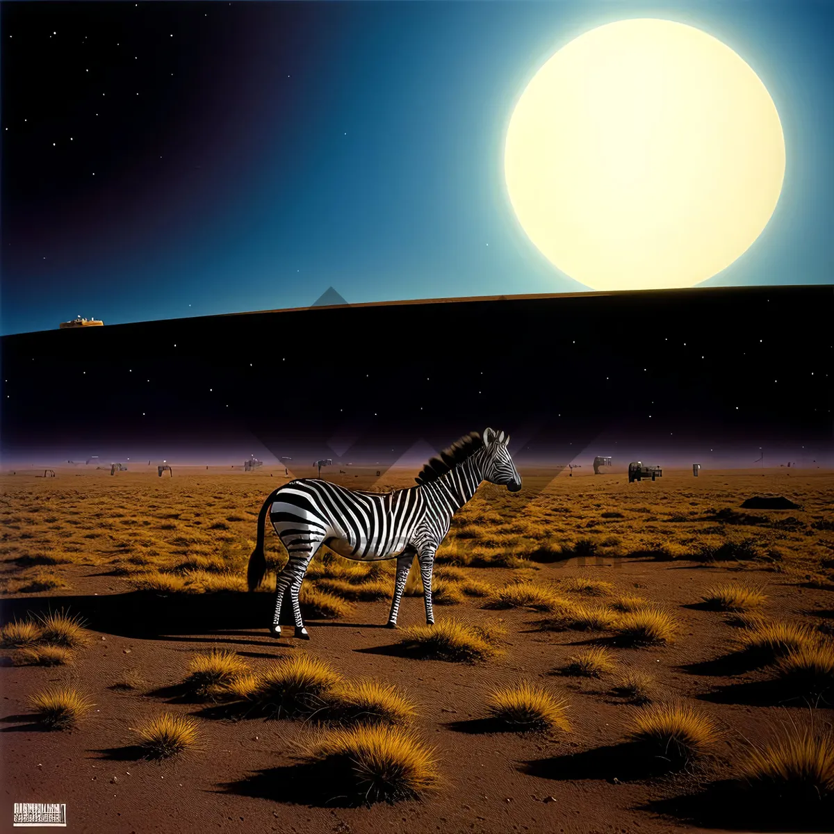 Picture of Sunset Serenade: Striped Zebras Gracefully Roaming the Savanna