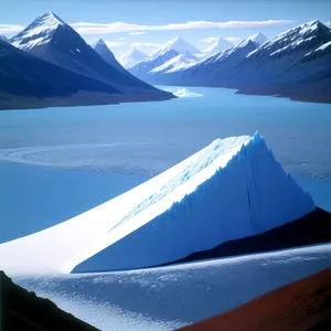 Snowy Mountain Peaks Reflection on the Lake