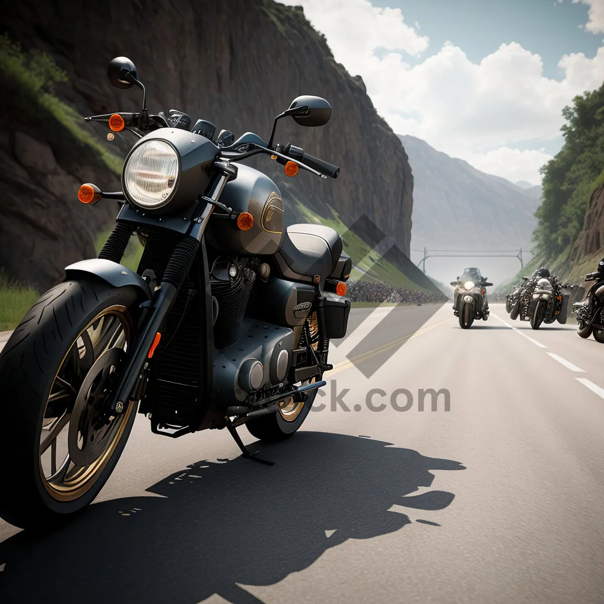 Picture of Speedy motorcycle ride on open road