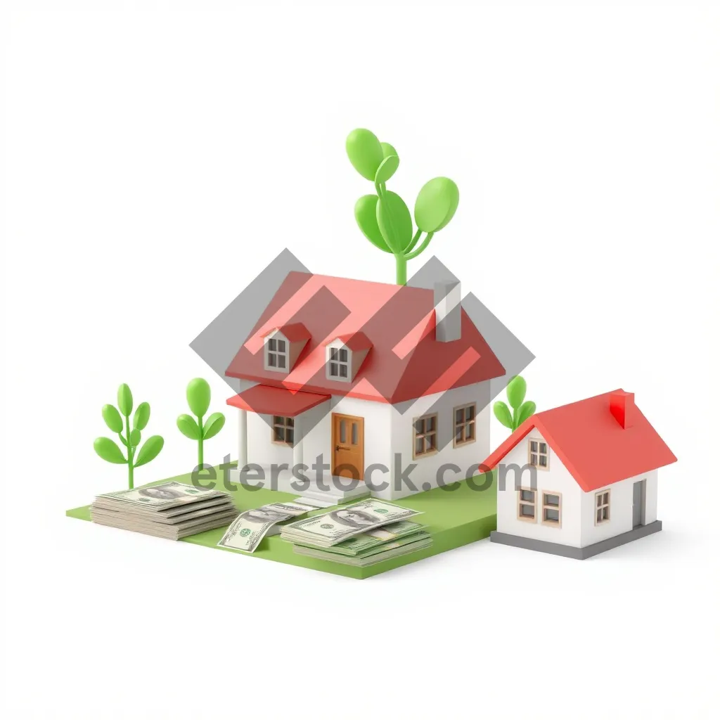 Picture of Green house eco icon symbol with chimney