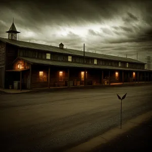 Nighttime Riverside Terminal in Historic City