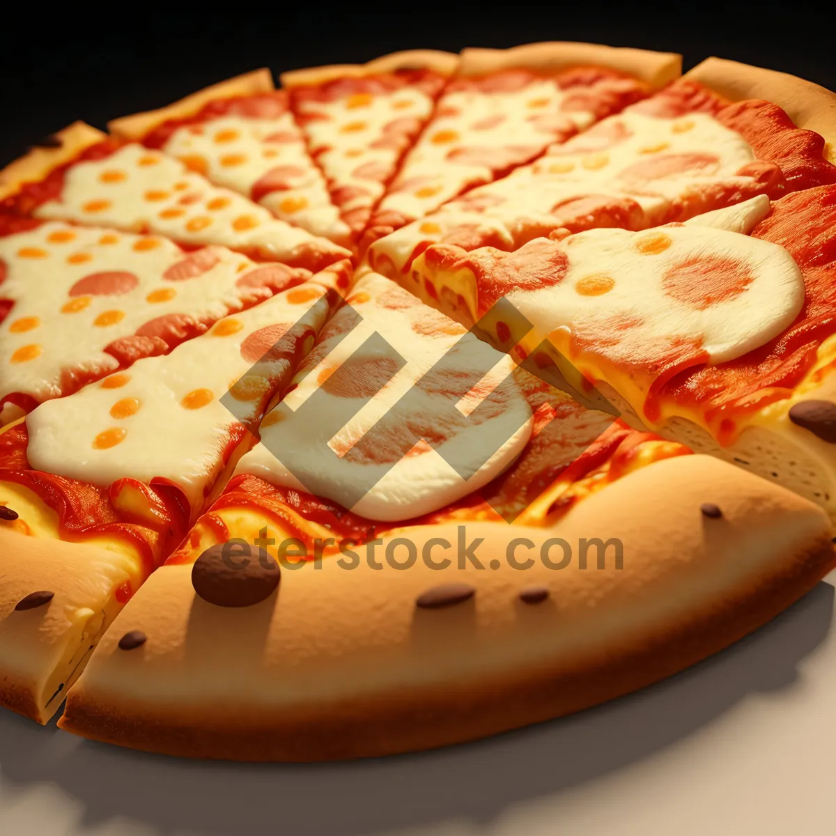 Picture of Delicious Gourmet Pizza Slice on Plate