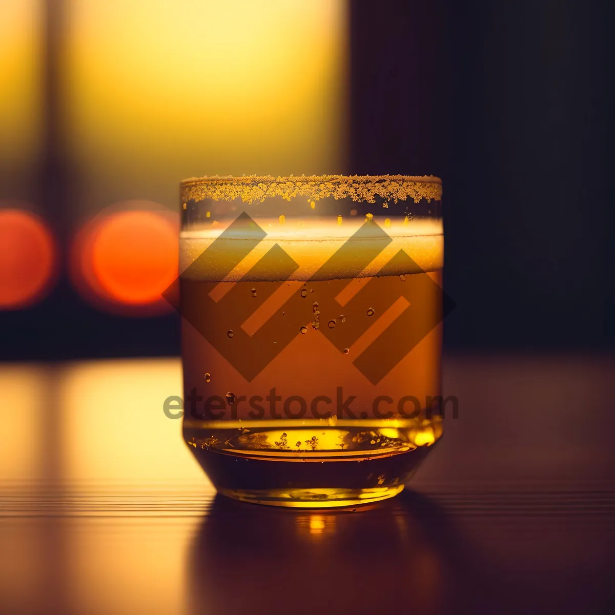 Picture of Cold Frothy Beer in Glass Mug.