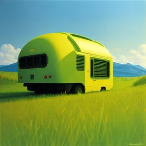 Vibrant summer landscape with grassy meadow and clear skies