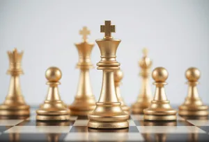 Strategic Chess Game on Wooden Board