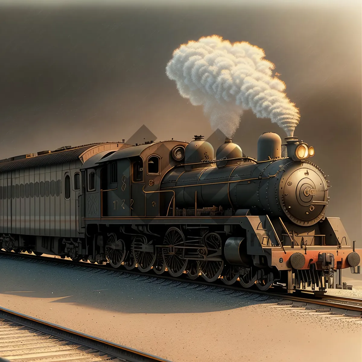 Picture of Vintage Steam Locomotive on Railway Track