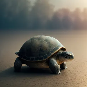 Slow and Steady Sea Turtle in its Protective Shell