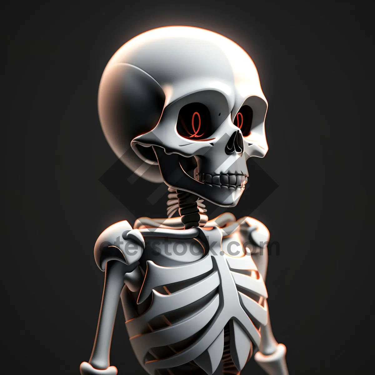 Picture of Bust Sculpture: Spooky Skeleton Head in Plastic Art
