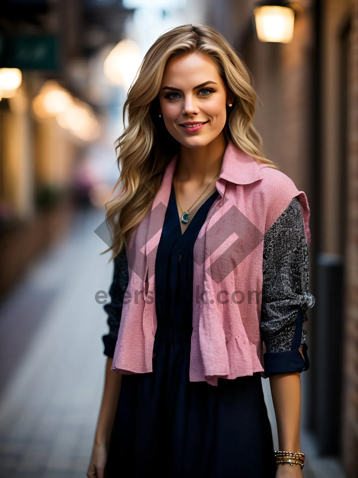 Picture of Stylish Smiling Businesswoman with Attractive Hair