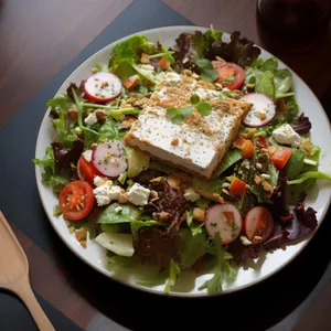 Gourmet Tomato and Cheese Salad on Plate