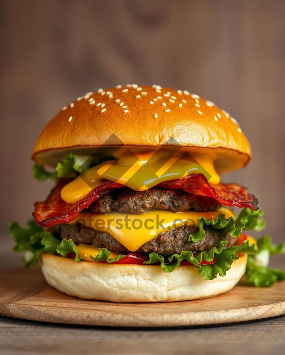 Picture of Grilled Cheeseburger with Fresh Salad and Tomato