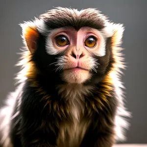 Furry Primate with Cute Eyes: Primate Portrait
