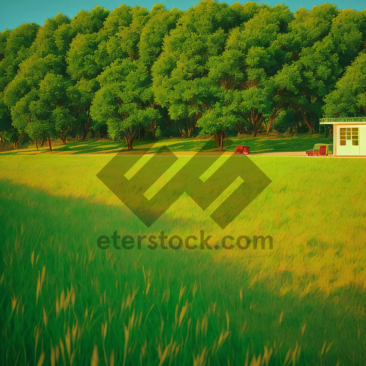 Picture of Golden Fields under Blue Sky