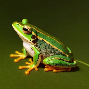 Colorful Eyed Tree Frog with Vibrant Orange and Green Abstraction