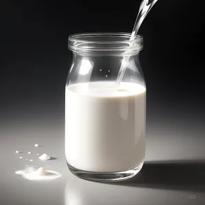 Refreshing Organic Milk in Glass Bottle