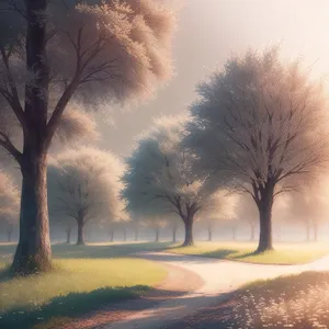 Winter Wonderland: Majestic Snow-Covered Trees in Rural Park