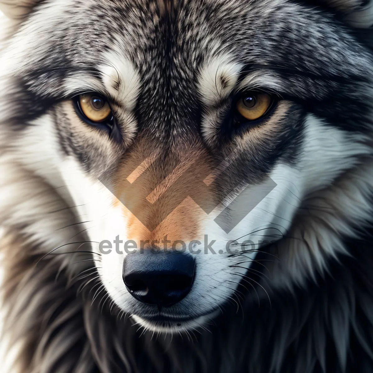 Picture of Fierce Canine Gaze: Magnificent Timber Wolf with Intense Eyes