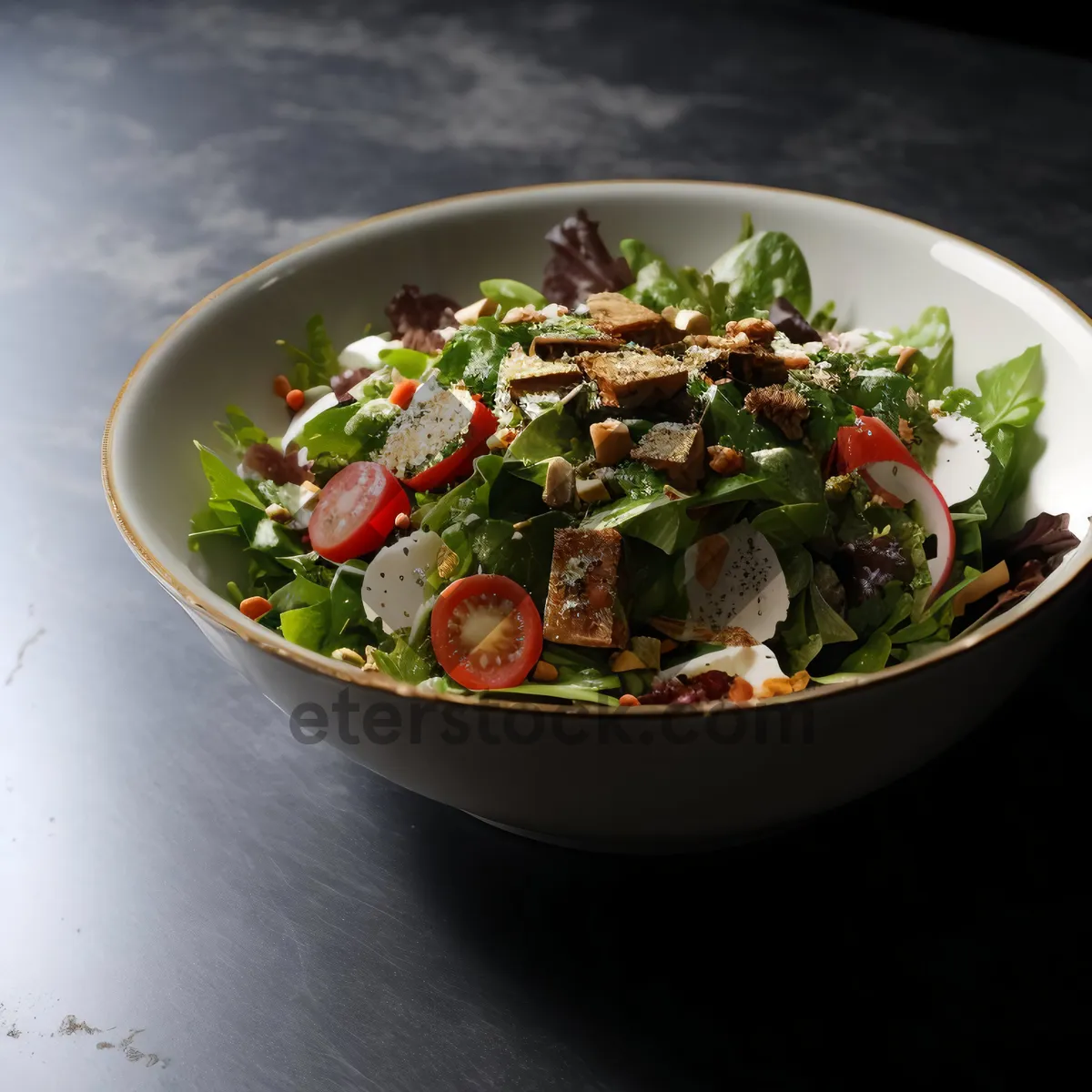 Picture of Delicious Vegetarian Bowl with Fresh Salad and Pepper