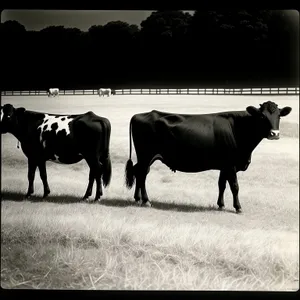 Countryside Livestock Grazing on Green Meadow