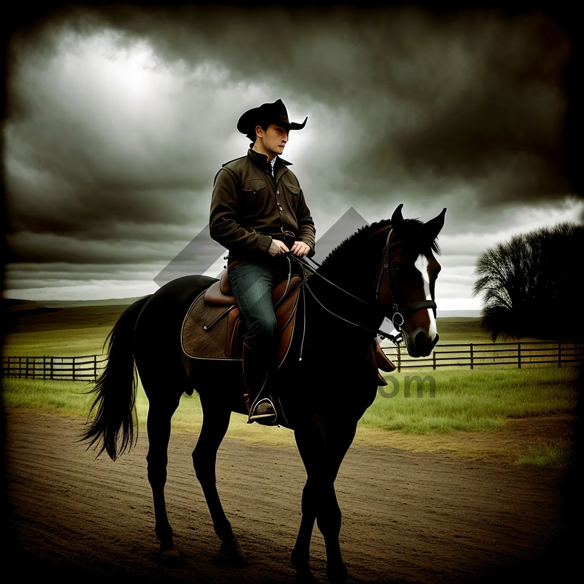 Picture of Graceful rider on elegant horse in sidesaddle sport