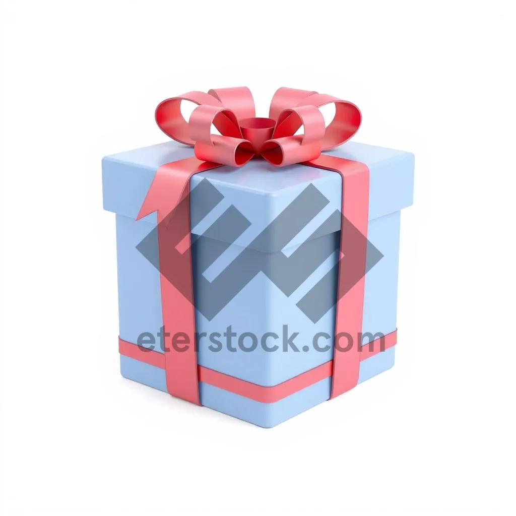 Picture of Gift Box with Ribbon and Bow - 3D Render