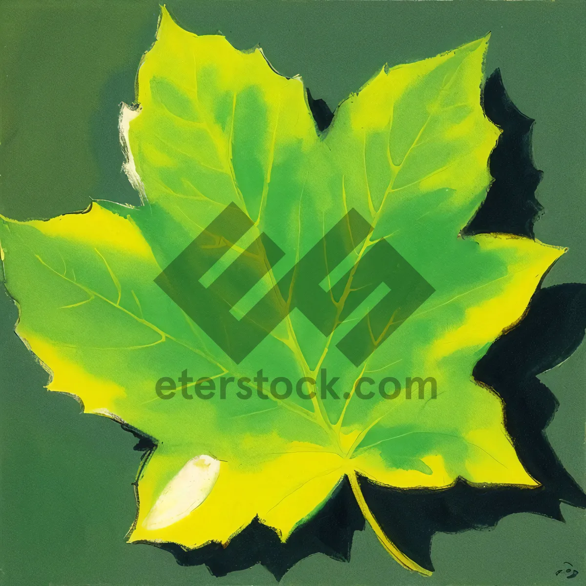 Picture of Vibrant Autumn Maple Leaf in Forest