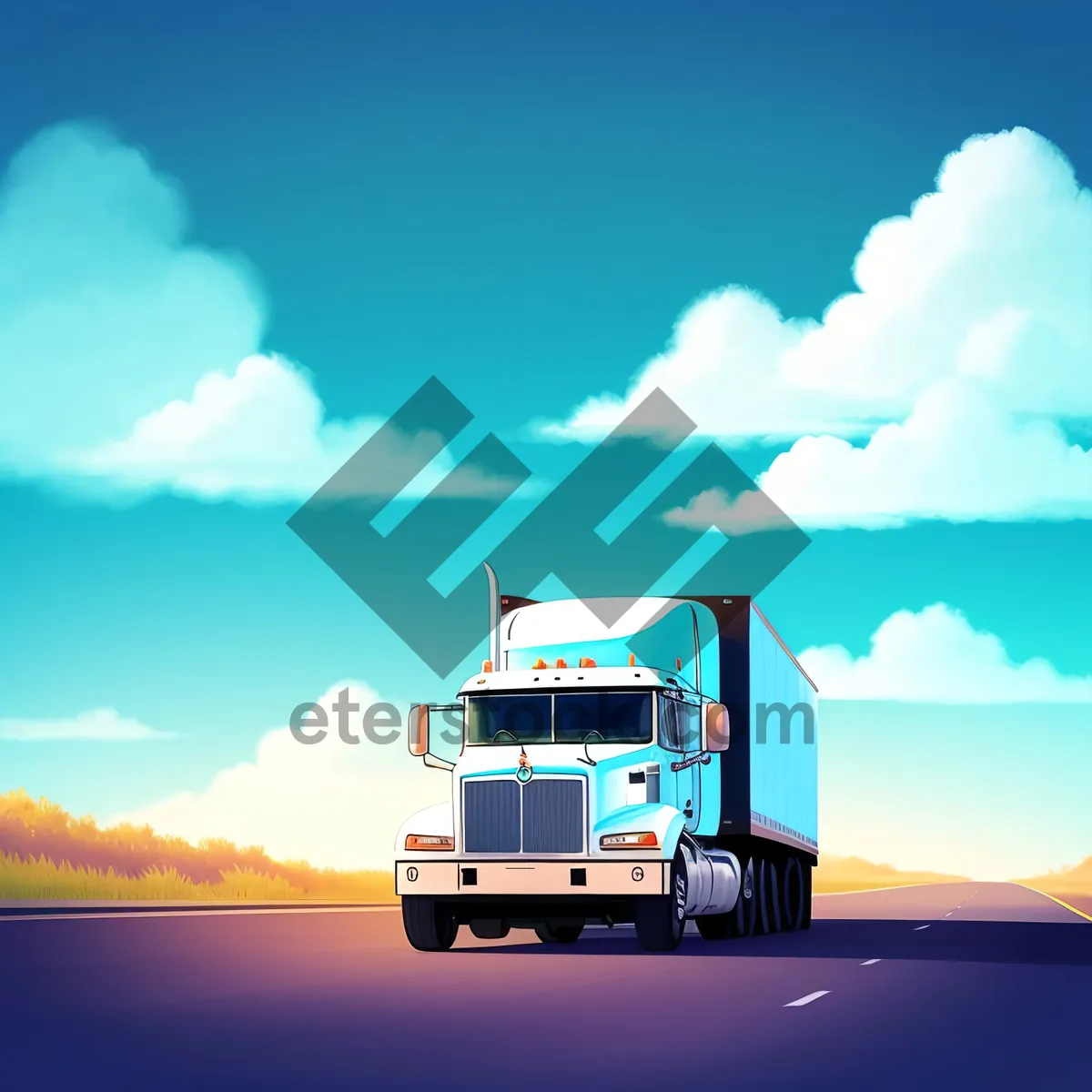 Picture of Summer Sky Trailer Landscape with Bright Sunlight