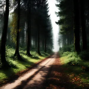 Idyllic Sunlit Path through Serene Forest