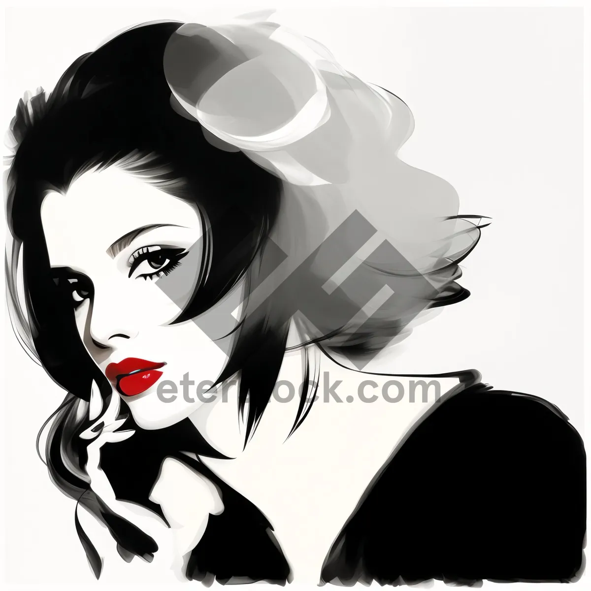 Picture of Stylish Cartoon Housewife with Trendy Haircut