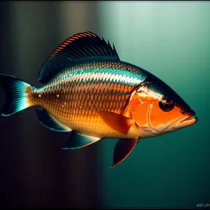 Colorful Tropical Goldfish in Aquatic Aquarium